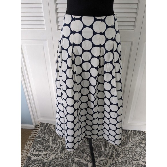 NWOT Boden sz 14R Pleated Large Polka Dot Lined Navy White Skirt 2 Pockets Midi - Picture 7 of 10